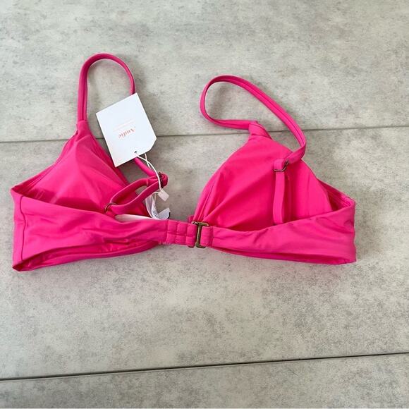 NWT Andie Swim Santorini Top Neon Pink Small Bikini Triangle Knot Front Tanning - Picture 8 of 8
